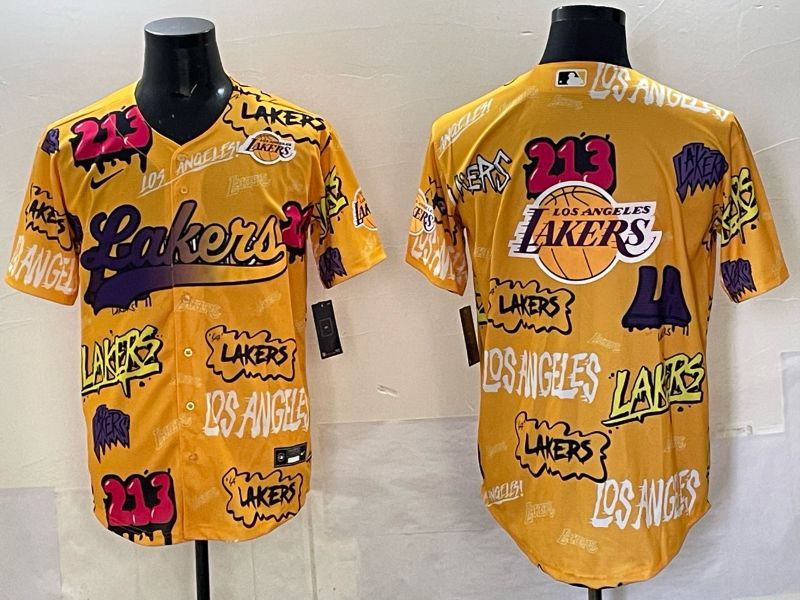 Men 2025 Los Angeles Lakers Blank Yellow NBA Nike jersey 014